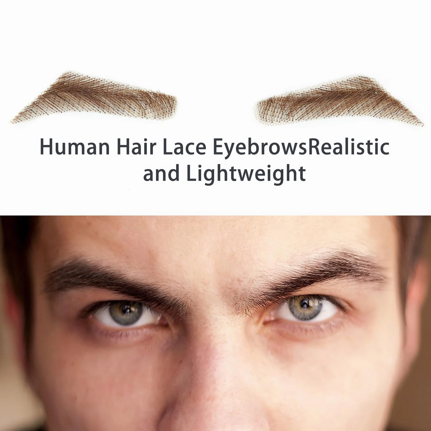 Gx Beauty False Eyebrows Handmade with 100% Human Hair Reusable & Realistic Natural Look for Cosplay (Brown)