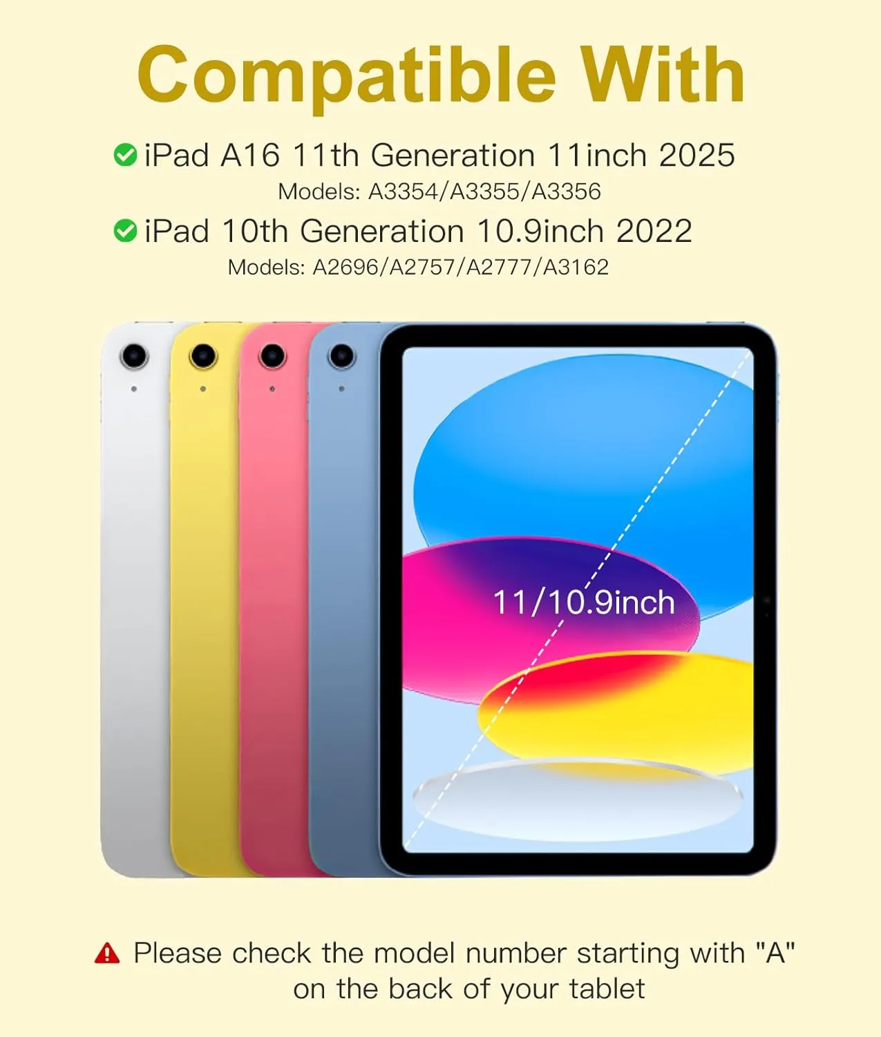 Hamile for iPad 11th 10th Generation Case with Keyboard - 7 Colors Backlit Wireless Detachable Folio Keyboard Cover with Pencil Holder for iPad 11-inch A16 2025 10th Gen 10.9 Inch 2022 (Yellow)