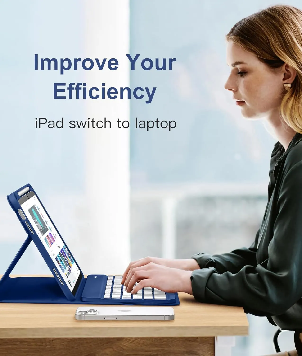 Hamile for iPad 11th 10th Generation Case with Keyboard - 7 Colors Backlit Wireless Detachable Folio Keyboard Cover with Pencil Holder for iPad A16 11-inch 2025 10th Gen 10.9 Inch 2022 (Navy Blue)