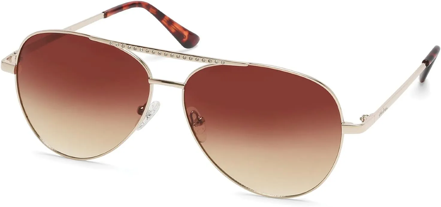 Harley-Davidson Women's Aviator Sunglasses, Gold Frame & Gradient Brown Lens