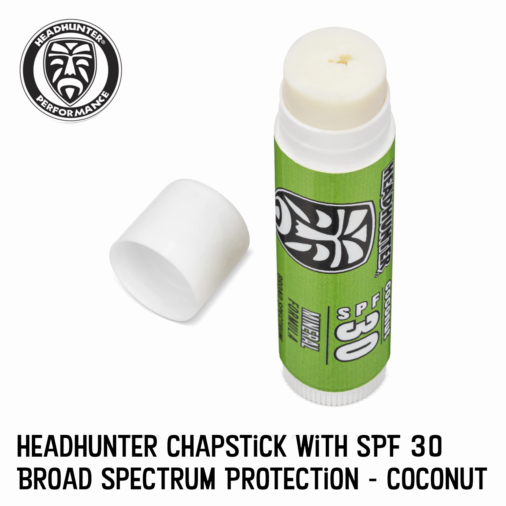 Headhunter Coconut Sport Chapstick Sunscreen SPF 30, Natural Mineral Lip Balm For Sun Protection, Waterproof Lip Sunscreen For Ultra Sport Protection and Solar Defense, Reef Safe Sunblock Chap Stick (9 Pack)