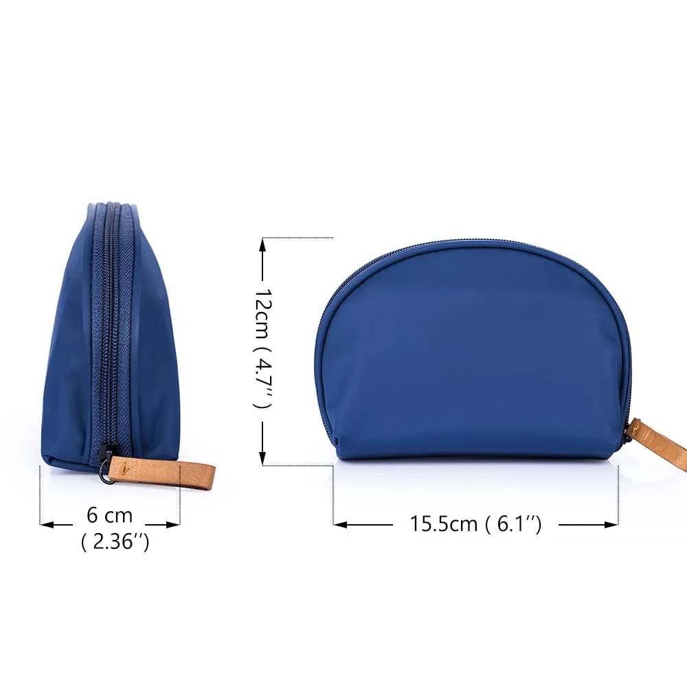 Hekyip Half Moon Cosmetic Bag, Travel Makeup Pouch, Portable Waterproof Cosmetic Pouch for Ladies Women, Small (NAVY BLUE)