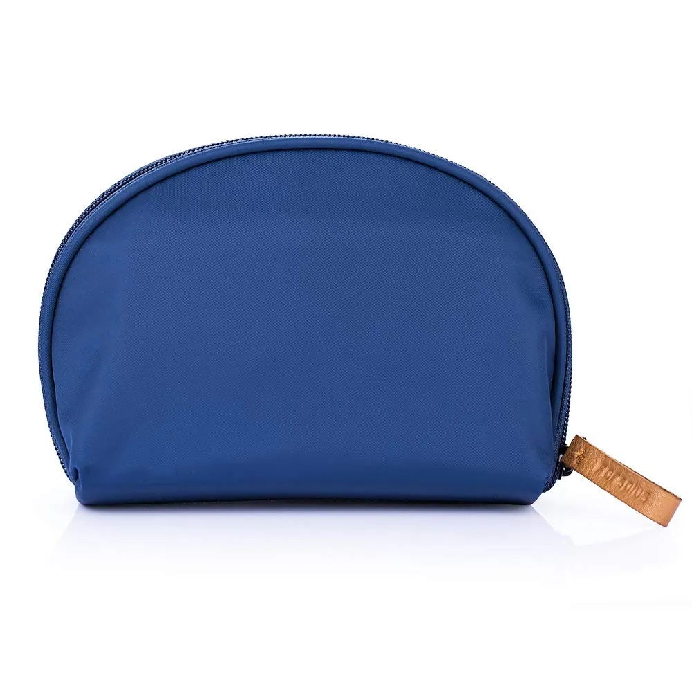 Hekyip Half Moon Cosmetic Bag, Travel Makeup Pouch, Portable Waterproof Cosmetic Pouch for Ladies Women, Small (NAVY BLUE)