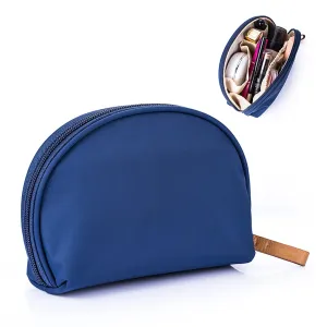 Hekyip Half Moon Cosmetic Bag, Travel Makeup Pouch, Portable Waterproof Cosmetic Pouch for Ladies Women, Small (NAVY BLUE)