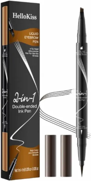 Hellokiss Liquid Eyebrow Pen, Microblading Eyebrow Pencil, Double Head Liquid Eyebrow Pencil, 2in 1 Liquid Eyebrow Pencil, Waterproof Natural Eyebrow Pen