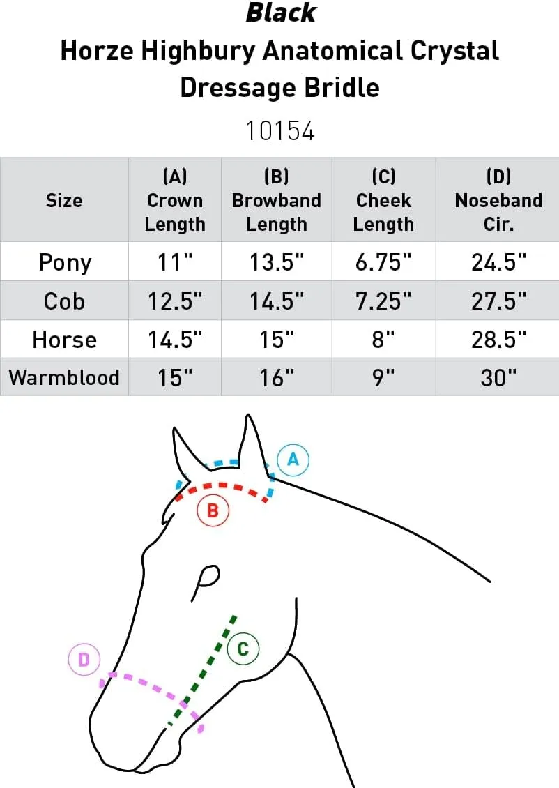 HORZE Highbury Anatomical Crystal Dressage Bridle