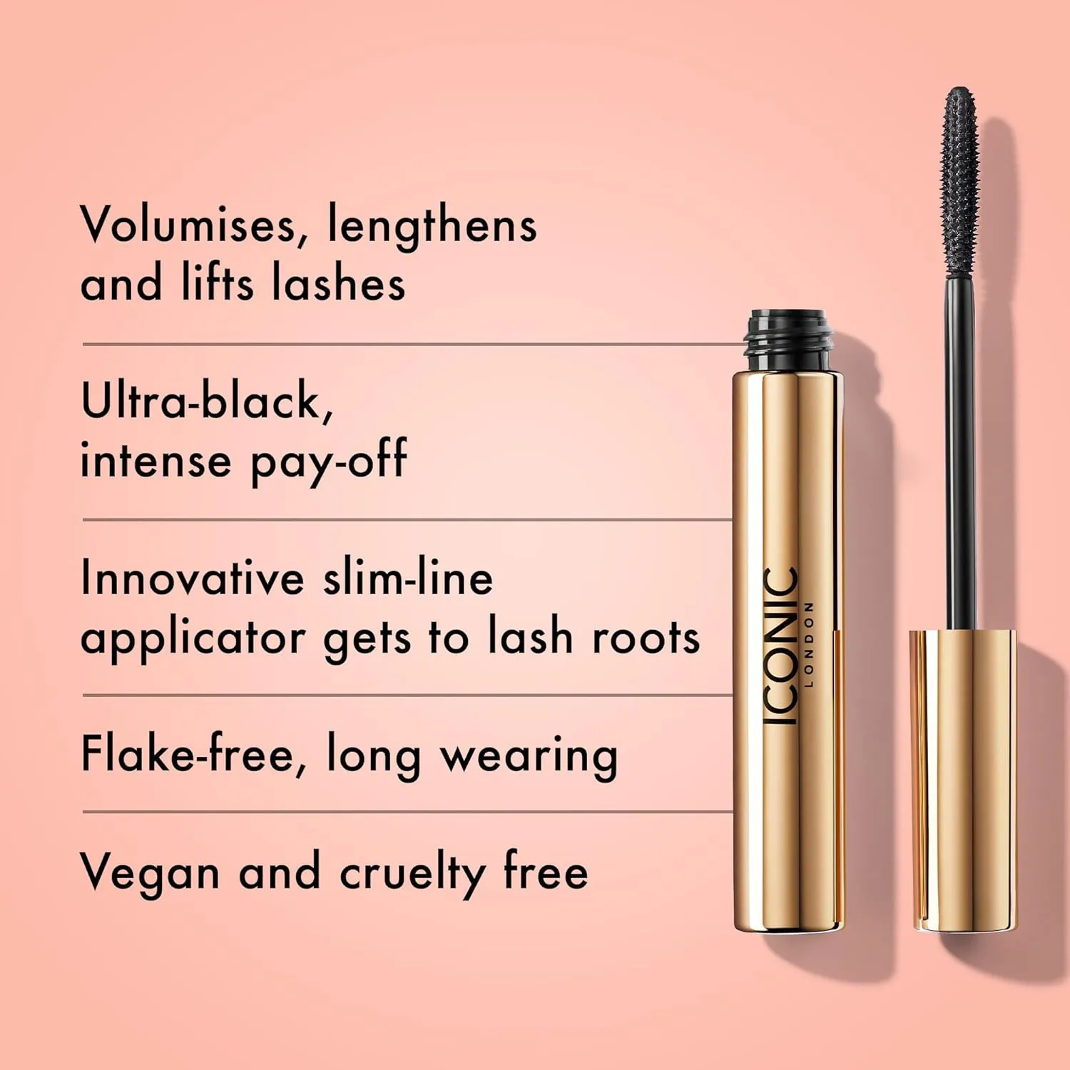 ICONIC LONDON Triple Threat Mascara | Volumizing, Lengthening   Lifting Mascara for Stunning Lashes, Cruelty-Free, Vegan Makeup, 0.30 Fl oz