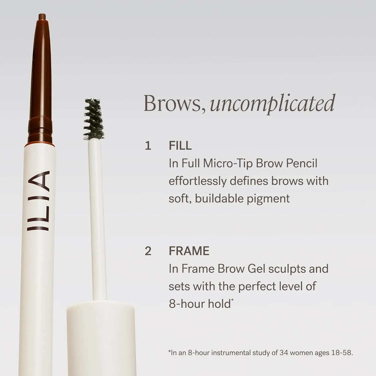 ILIA - In Full Micro-Tip Brow Pencil with Spoolie | Buildable Pigment, Fade-Resistant | Safe for Sensitive Eyes, Fragrance   Silicone-Free | Non-Toxic, Vegan, Cruelty-Free, Clean Makeup (Soft Brown)