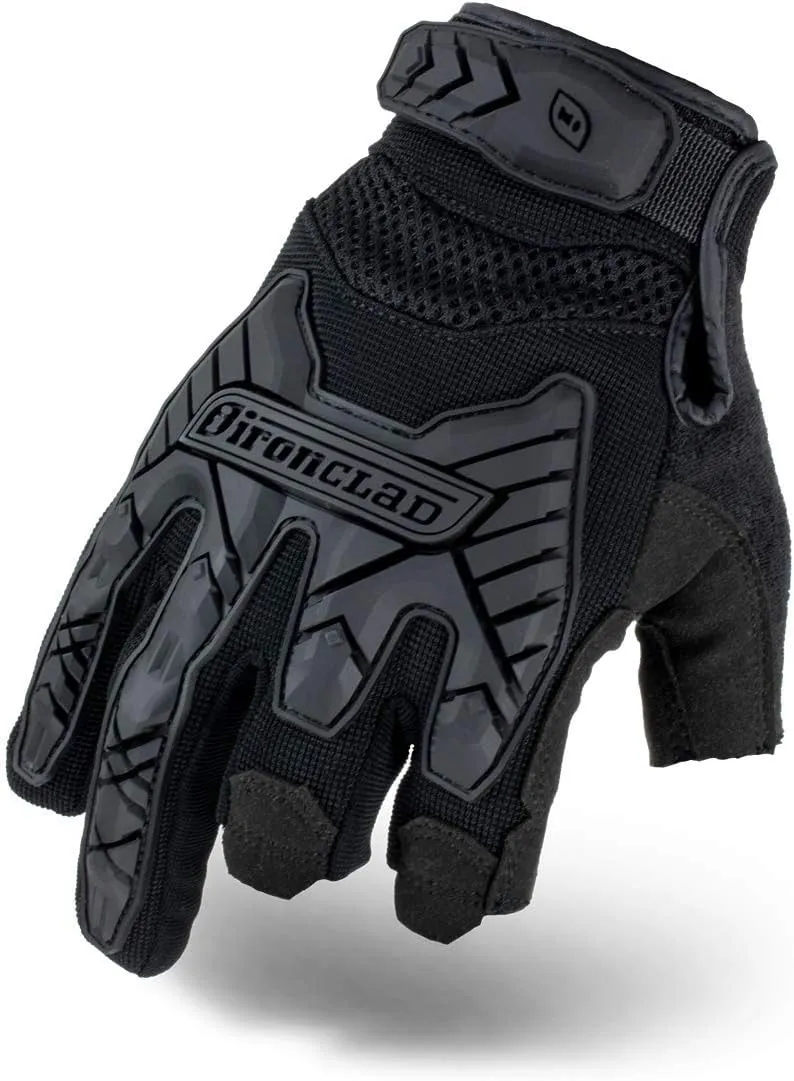 Ironclad Tactical Impact Trigger Gloves, TAA Compliant, Best for Military, Law Enforcement, Airsoft, Paintball, Machine Washable, Sized XS-XXXXL, Black (IEXT-FRIBLK-03-M), Medium (1 Pair)