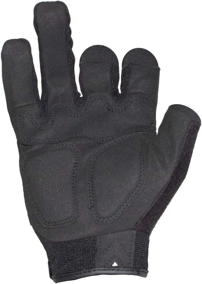 Ironclad Tactical Impact Trigger Gloves, TAA Compliant, Best for Military, Law Enforcement, Airsoft, Paintball, Machine Washable, Sized XS-XXXXL, Black (IEXT-FRIBLK-03-M), Medium (1 Pair)