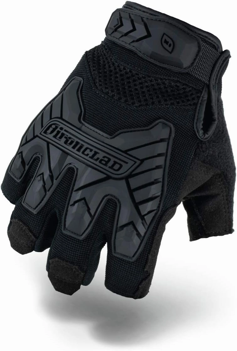 Ironclad IEXT-FIBLK-03-M Tactical Fingerless Impact Glove Black, Medium