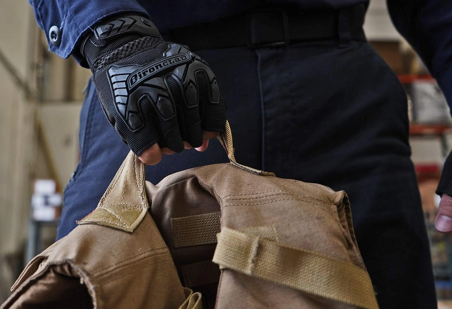 Ironclad IEXT-FIBLK-03-M Tactical Fingerless Impact Glove Black, Medium