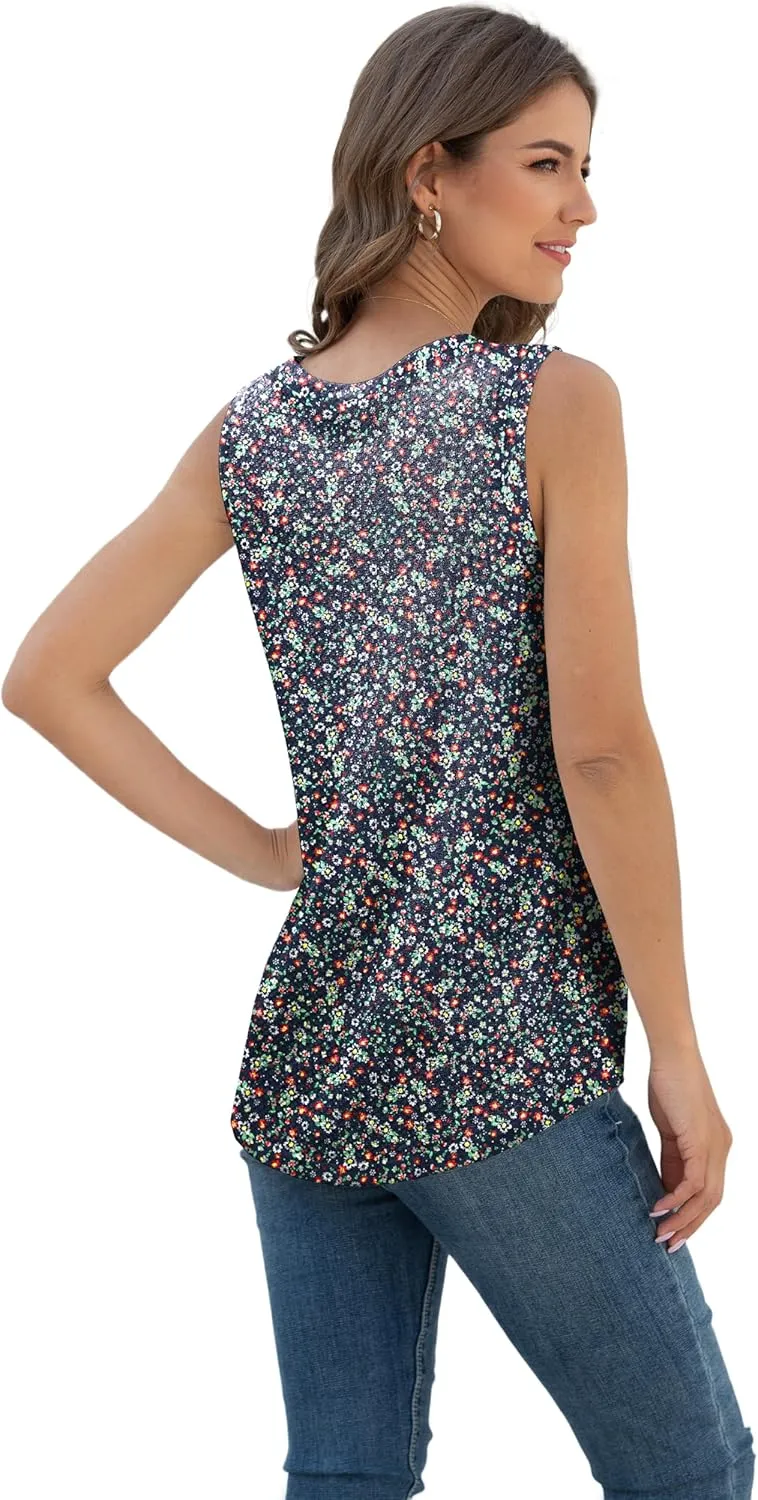 IWOLLENCE Womens Waffle Knit Tank Tops Casual Blouse Sleeveless Cute Twist Knot Tunic
