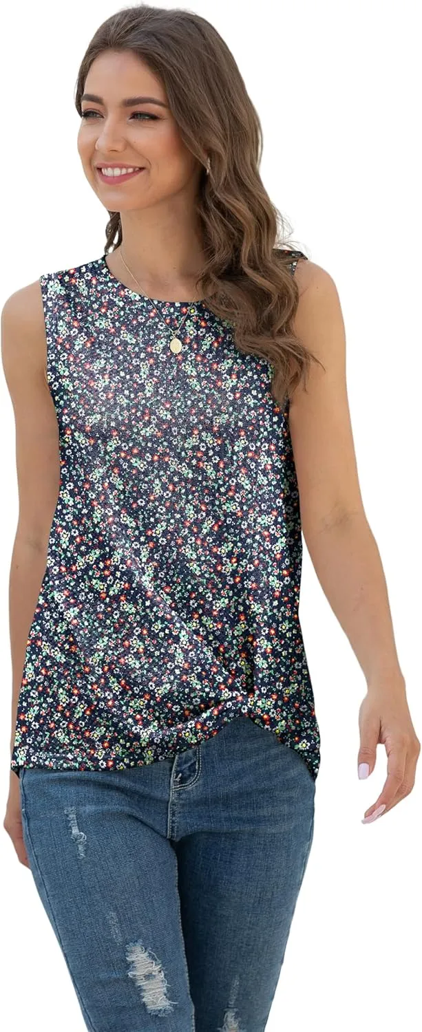 IWOLLENCE Womens Waffle Knit Tank Tops Casual Blouse Sleeveless Cute Twist Knot Tunic