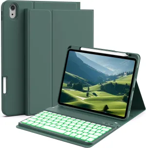 JKSML Keyboard Case for iPad 11th 10th Generation 11/10.9 inch A16 2025/2022, 7 Colors Backlit, Detachable Wireless Keyboard for iPad 10th Gen, Built-in Pencil Holder, Auto Sleep/Wake, Dark Green