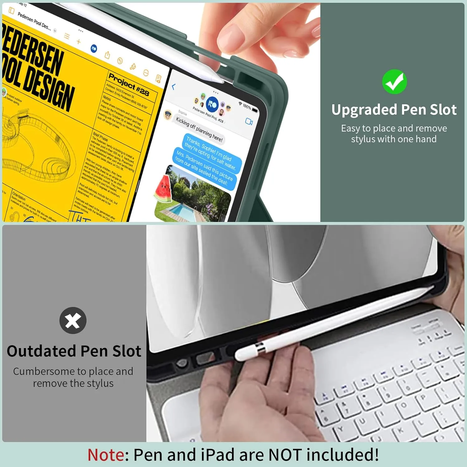 JKSML Keyboard Case for iPad 11th 10th Generation 11/10.9 inch A16 2025/2022, 7 Colors Backlit, Detachable Wireless Keyboard for iPad 10th Gen, Built-in Pencil Holder, Auto Sleep/Wake, Dark Green