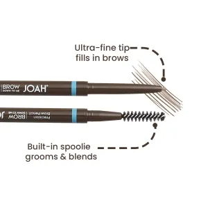 JOAH Dual-Ended Eyebrow Pencil - Brow Down To Me Ultra-FIne Tip Precision Brow Pencil with Built-In Spoolie Brush for Flawless Brows, Smudge-Proof, Water-Resistant, Auburn Brown (Pack of 2)