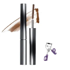Judy Doll Curling Iron Mascara, Judy Doll 3D Curling Eyelash Iron Mascara Large Volume, Waterproof and Quick-Drying, Smudge-Proof, Long Lasting (Brown-Curly style)