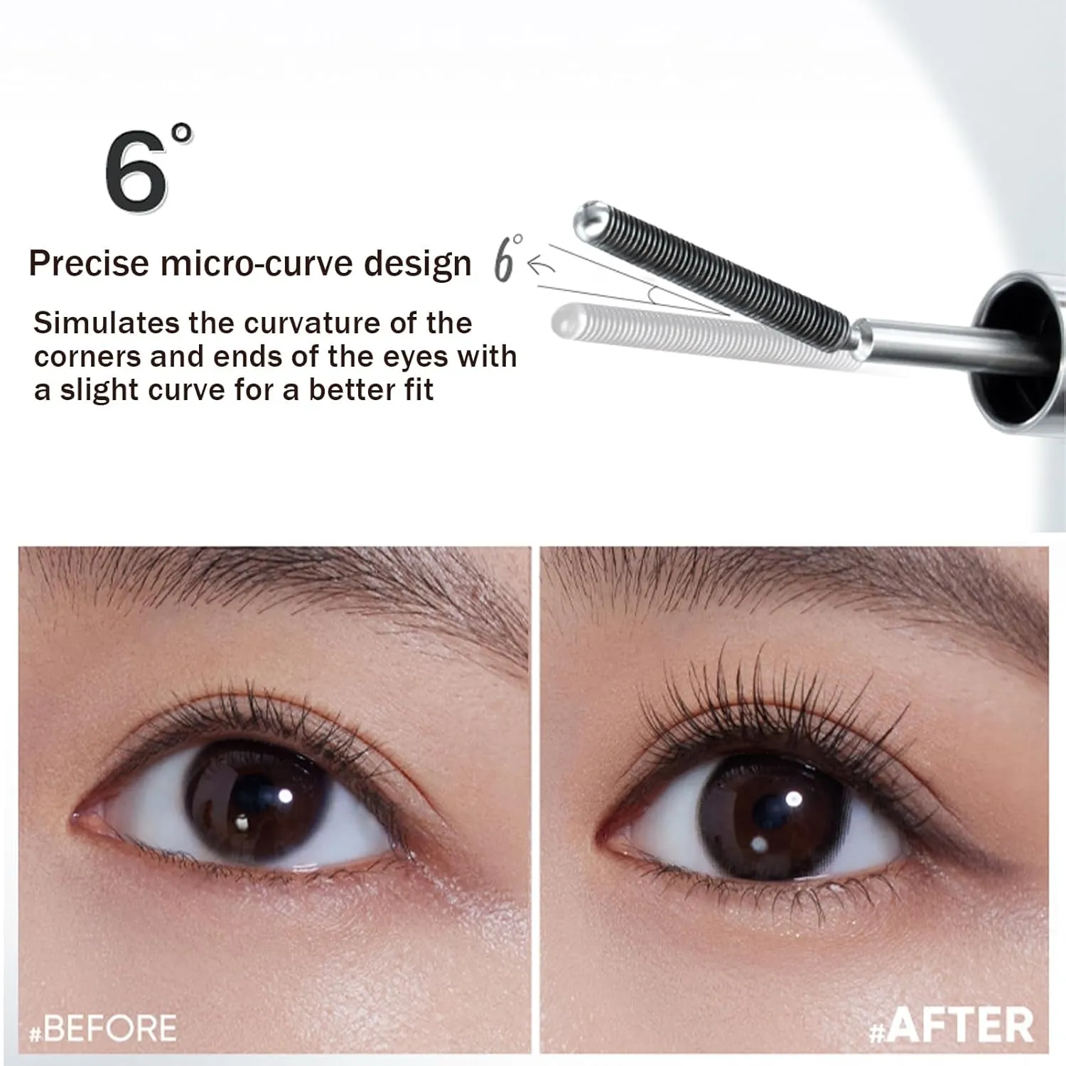 Judy Doll Curling Iron Mascara, Judy Doll 3D Curling Eyelash Iron Mascara Large Volume, Waterproof and Quick-Drying, Smudge-Proof, Long Lasting (Brown-Curly style)