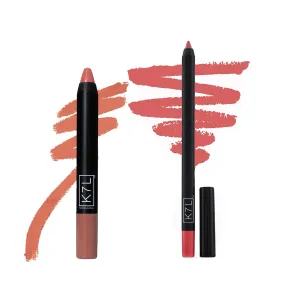 K7L Nude Brown Matte Lipstick and Pink Lip Liner - Waterproof and Smudgeproof