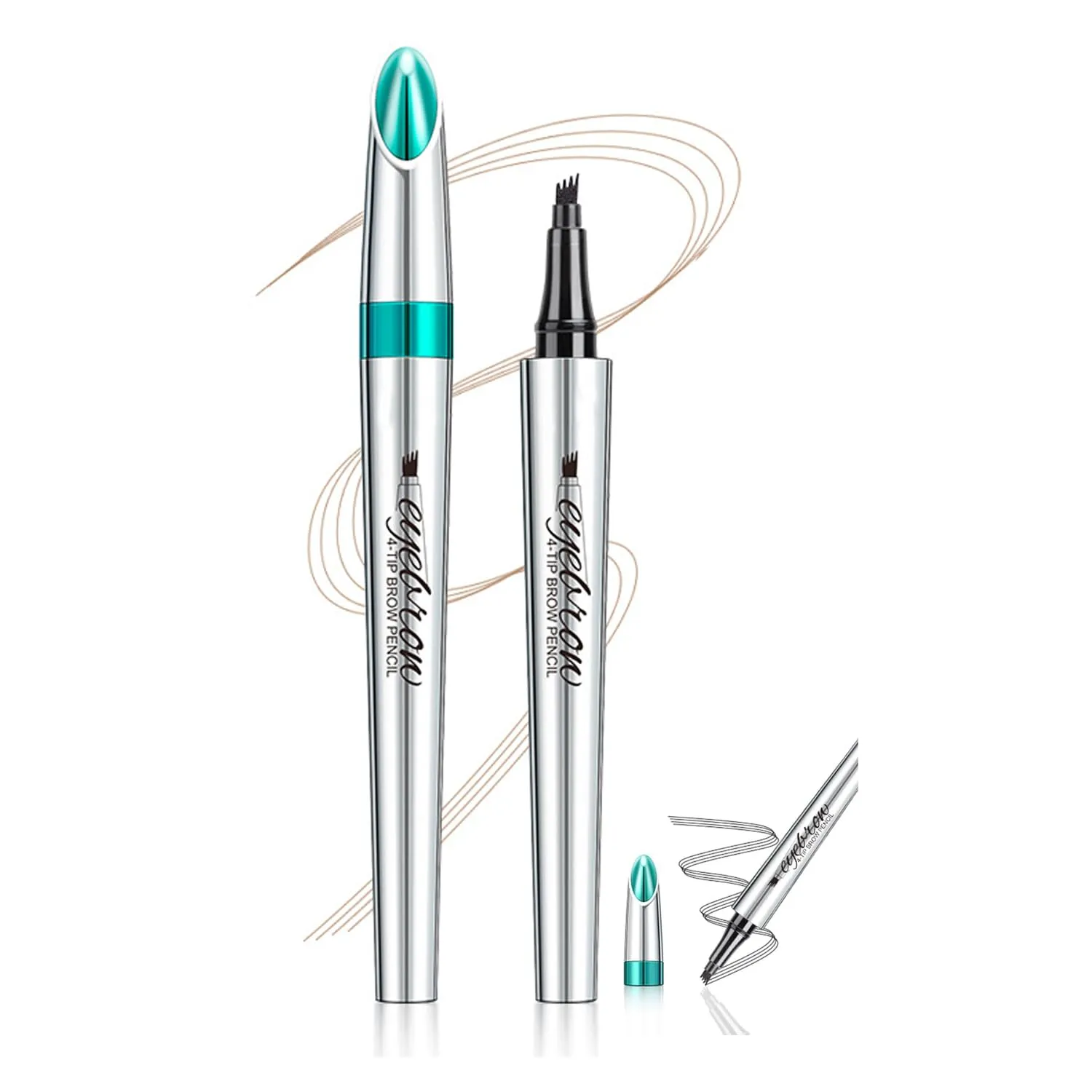 Kaberryfls Waterproof Natural Eyebrow Pen, 3D Waterproof Microblading Eyebrow Pen Kaberryfls, Kaberryfls Eyebrow Pencil, Kaberryfls Eye Brow Pencil 4 Tipped Precise Brow Pen (#1 light brown)