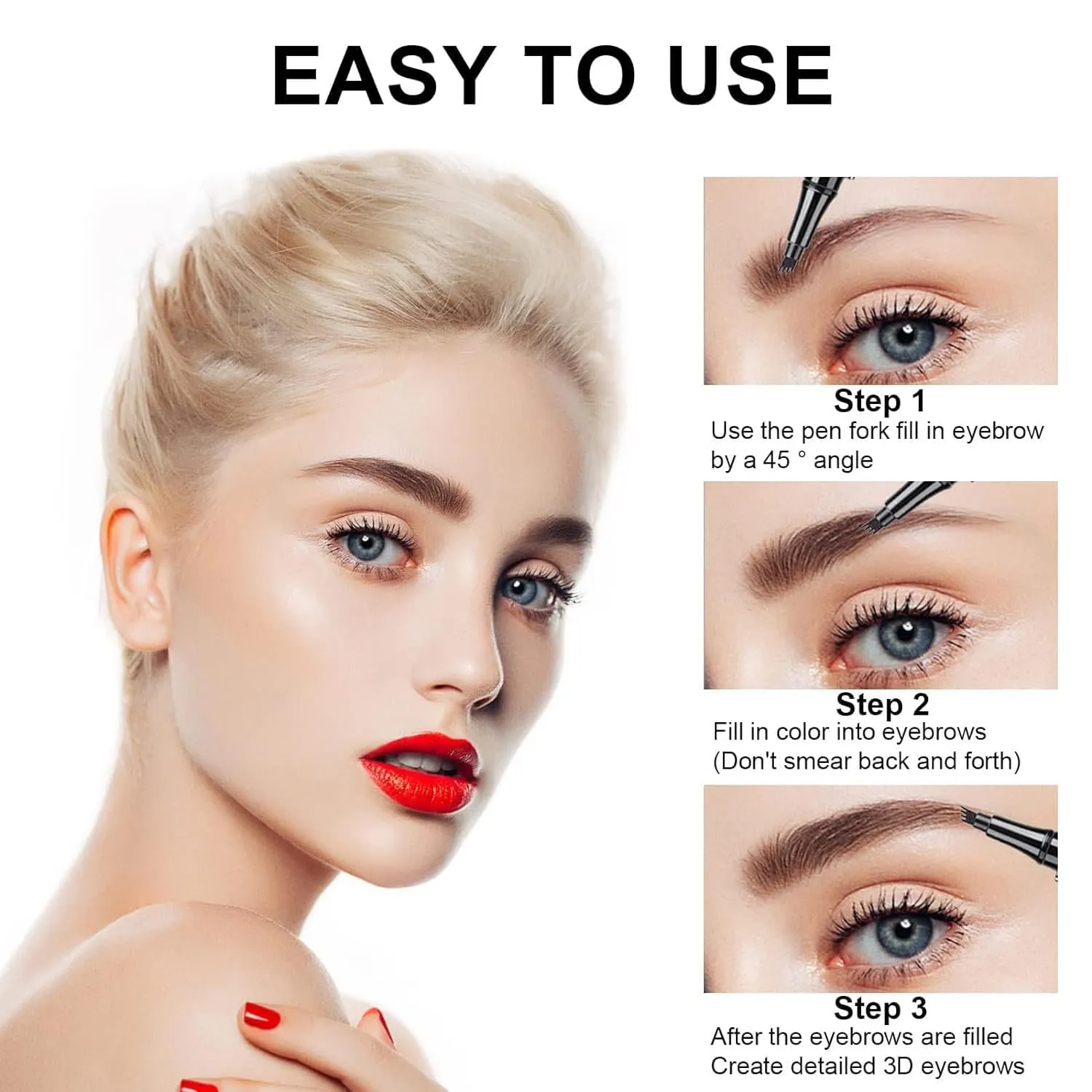 Kaberryfls Waterproof Natural Eyebrow Pen, 3D Waterproof Microblading Eyebrow Pen Kaberryfls, Kaberryfls Eyebrow Pencil, Kaberryfls Eye Brow Pencil 4 Tipped Precise Brow Pen (#5 Smoky gray)