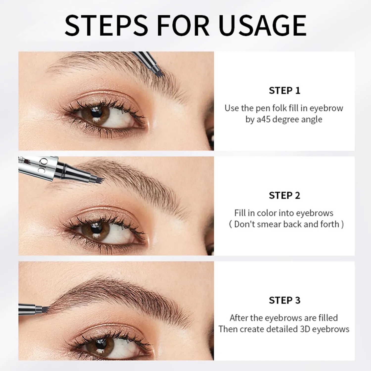 Kaberryfls Waterproof Natural Eyebrow Pen, 3D Waterproof Microblading Eyebrow Pen Kaberryfls, Kaberryfls Eyebrow Pencil, Kaberryfls Eye Brow Pencil 4 Tipped Precise Brow Pen (#5 Smoky gray)