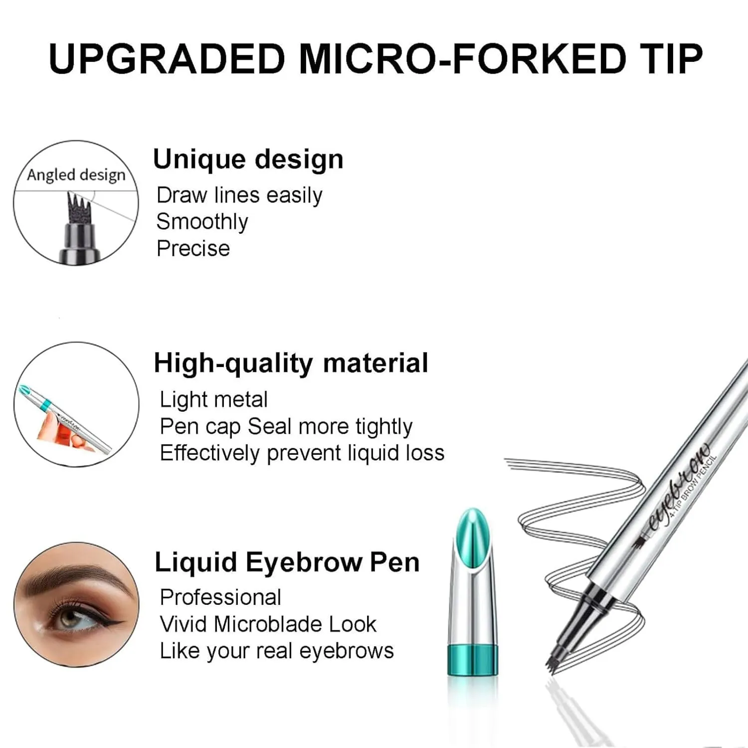 Kaberryfls Waterproof Natural Eyebrow Pen, 3D Waterproof Microblading Eyebrow Pen Kaberryfls, Kaberryfls Eyebrow Pencil, Kaberryfls Eye Brow Pencil 4 Tipped Precise Brow Pen (#5 Smoky gray)