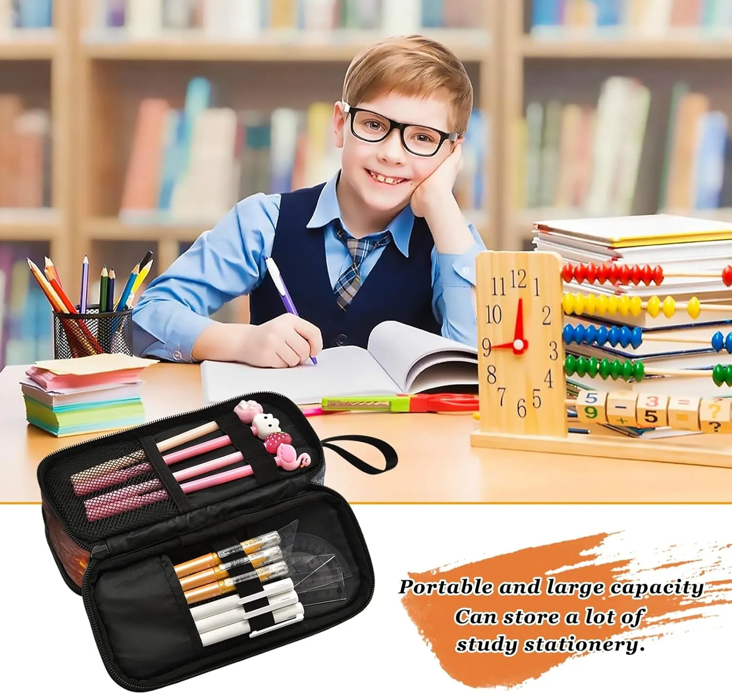 Kcldeci Soccer Ball in Fire and Water Pencil Case, Pencil Bag Storage Pouch Pen Pencil Marker Stationery Bag Holder for Middle High School College and Office