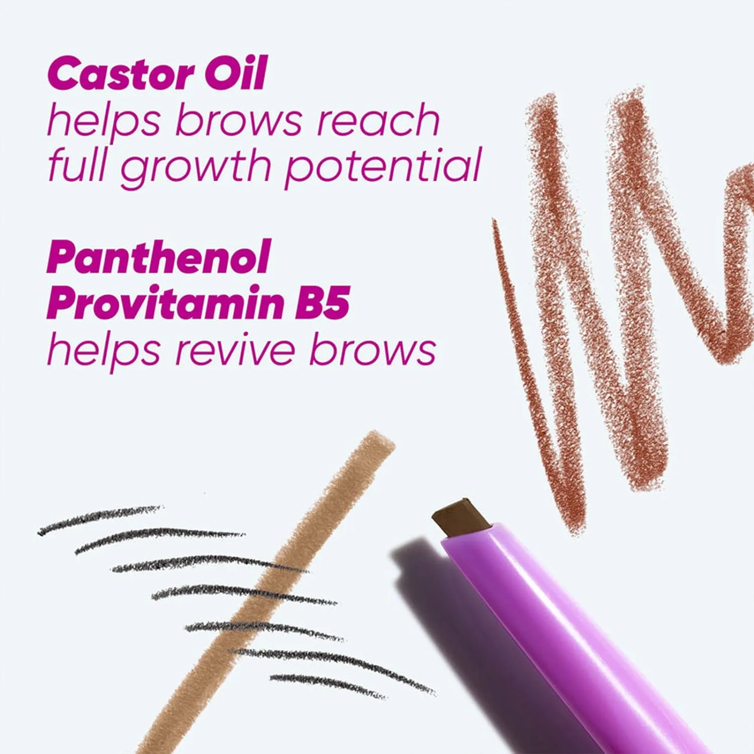 Kosas Brow Pop - Longwear Eyebrow Makeup, Dual-Sided Defining Pencil with Castor Oil for Soft, Natural Look of Real Hair - Dark Brown