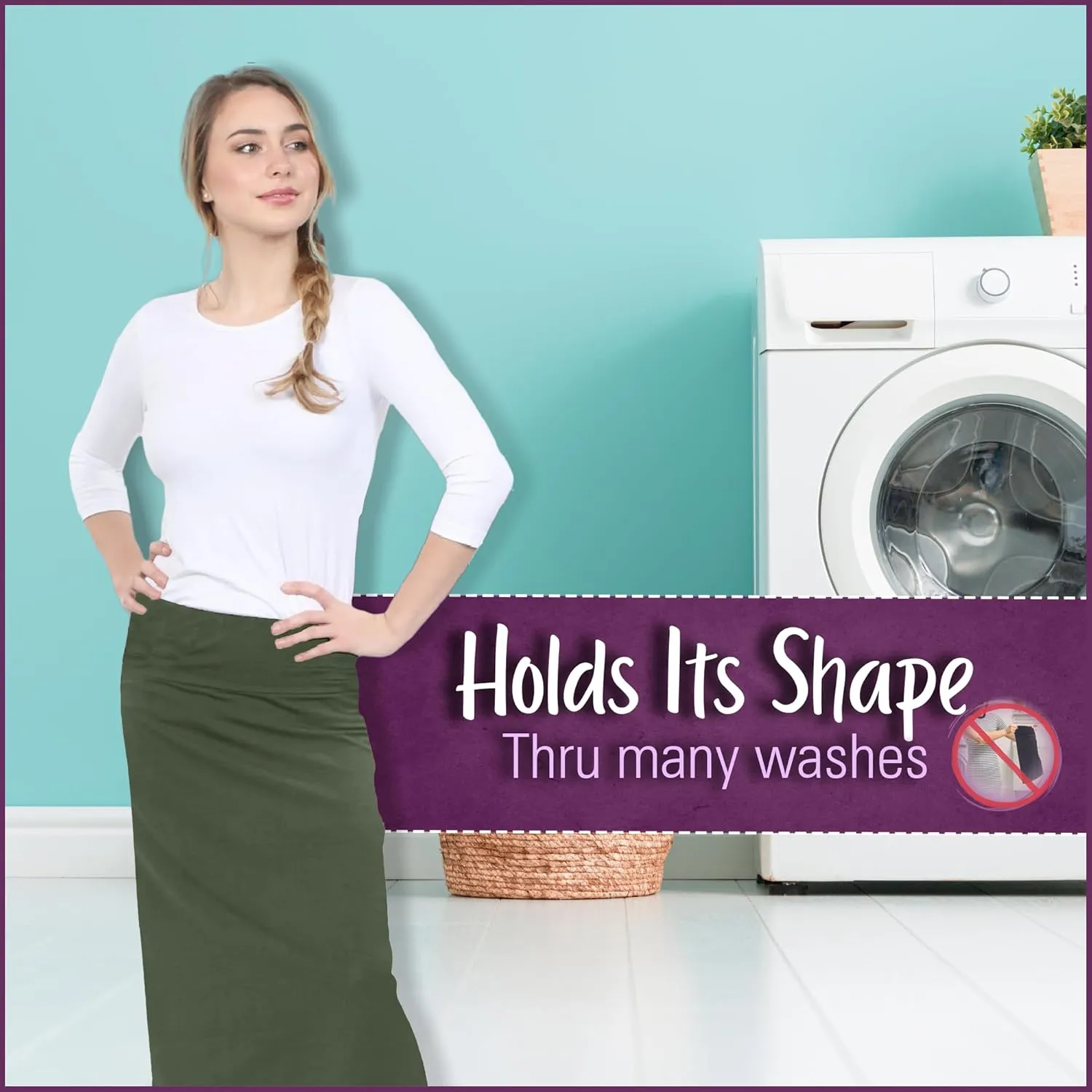 Kosher Casual Women's Modest Cotton Stretch Long Maxi Pencil Skirt