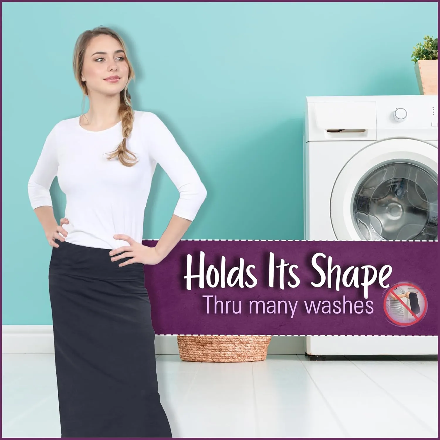 Kosher Casual Women's Modest Cotton Stretch Long Maxi Pencil Skirt