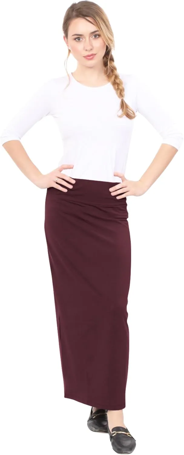 Kosher Casual Women's Modest Cotton Stretch Long Maxi Pencil Skirt
