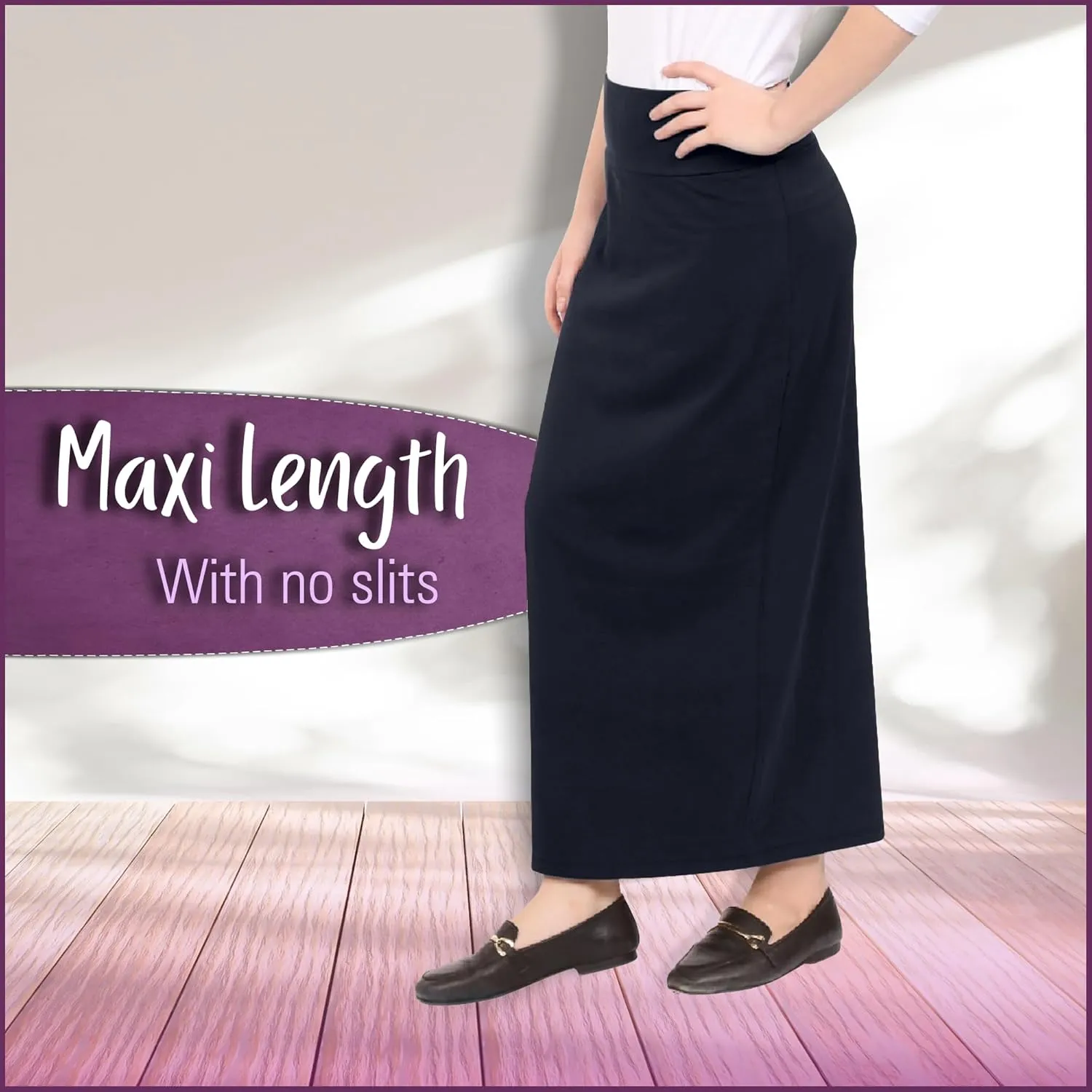 Kosher Casual Women's Modest Cotton Stretch Long Maxi Pencil Skirt