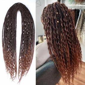 KRALER 24 Inch Mixed DE Dreadlock Extensions Sets, 3 in 1 20 Strands Synthetic Double Ended Dreads Extensions, Auburn Hippie Crochet Dreads Style for Girls