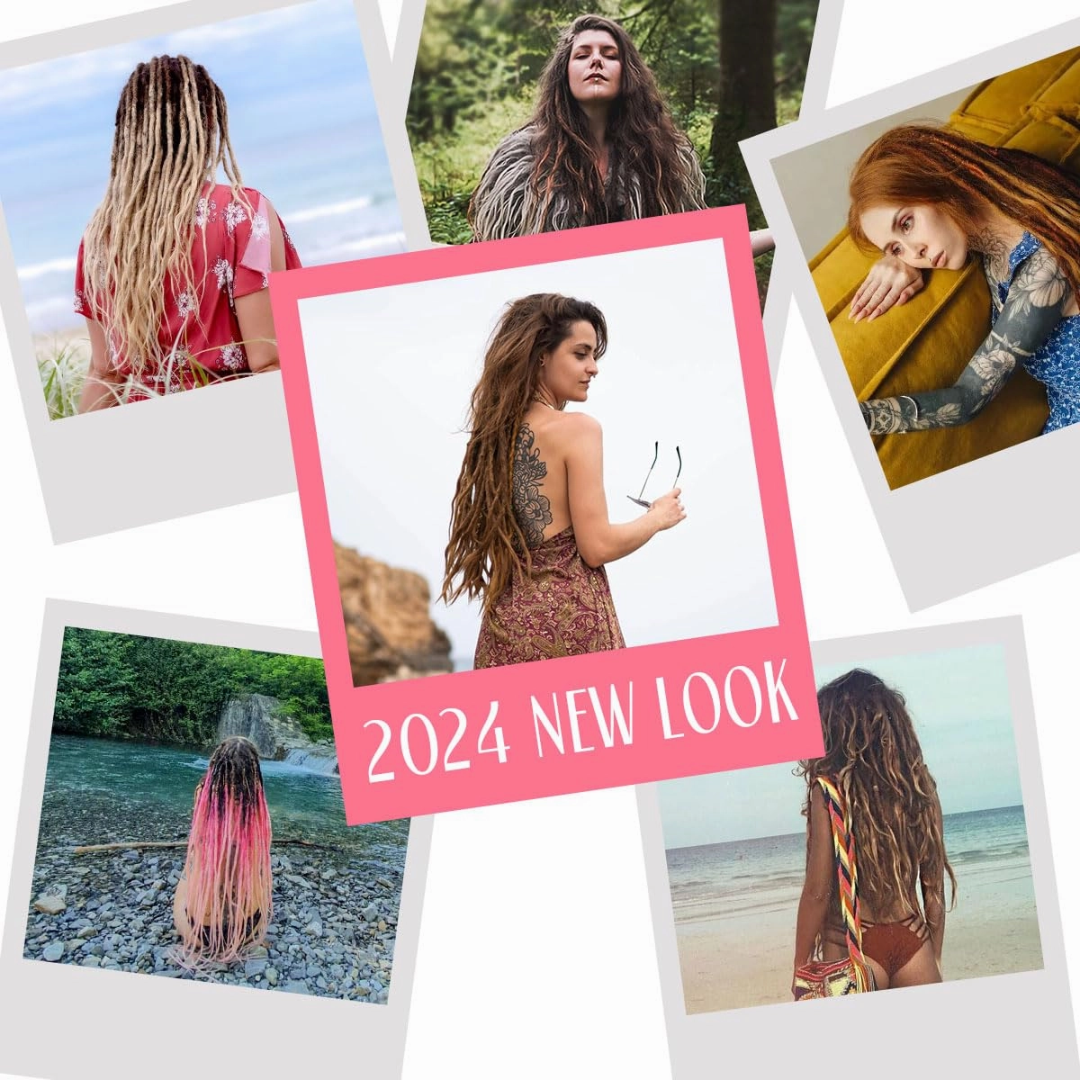 KRALER 24 Inch Mixed DE Dreadlock Extensions Sets, 3 in 1 20 Strands Synthetic Double Ended Dreads Extensions, Brown to Blonde Hippie Crochet Dreads Style for Girls