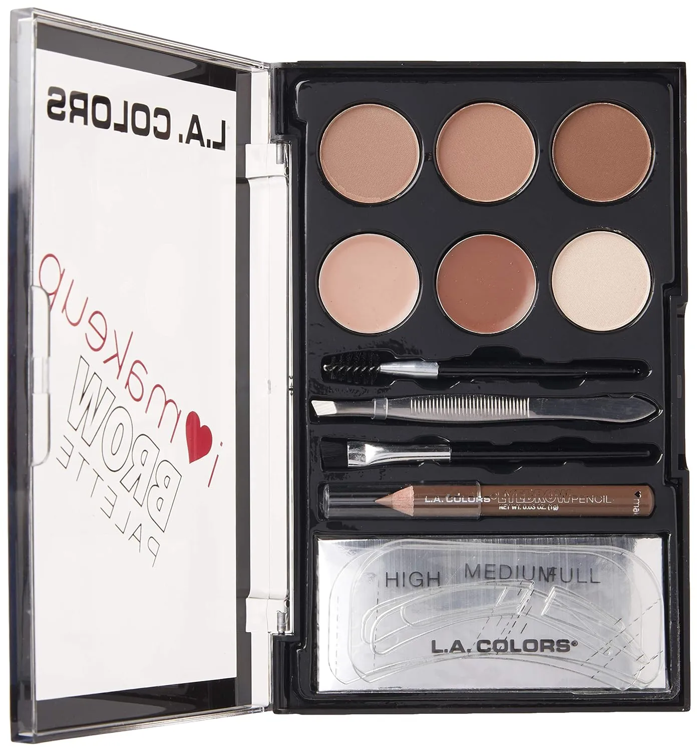 L.A. COLORS I Heart Makeup Brow Palette, Light to Medium C30354 (Pack of 2)
