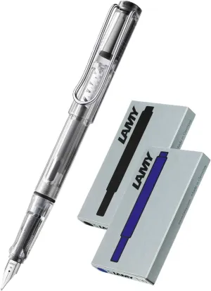 Lamy Vista Fountain Pen With Cartridges Transparent Medium Tip Transparent
