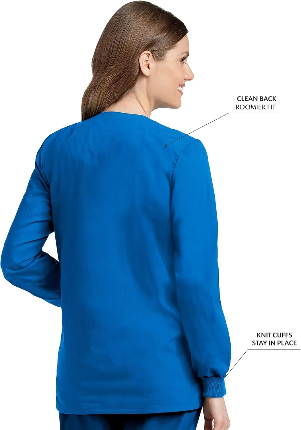 Landau Essentials Relaxed Fit 4-Pocket Snap-Front Scrub Jacket for Women 7525