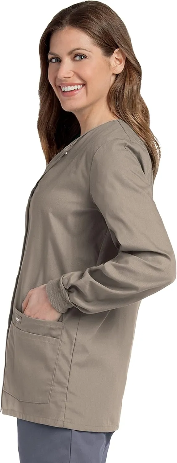 Landau Essentials Relaxed Fit 4-Pocket Snap-Front Scrub Jacket for Women 7525