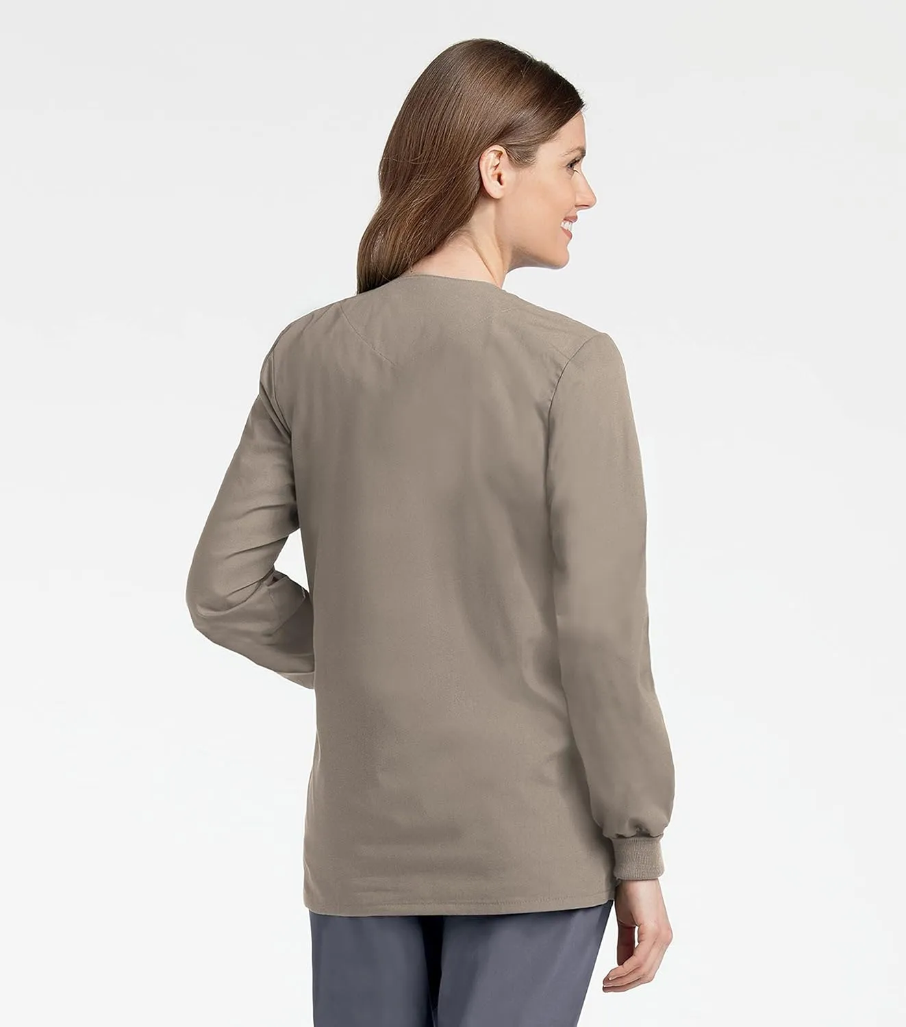 Landau Essentials Relaxed Fit 4-Pocket Snap-Front Scrub Jacket for Women 7525