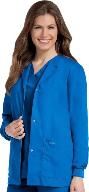 Landau Essentials Relaxed Fit 4-Pocket Snap-Front Scrub Jacket for Women 7525