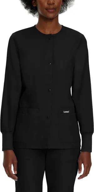 Landau Essentials Relaxed Fit 4-Pocket Snap-Front Scrub Jacket for Women 7525