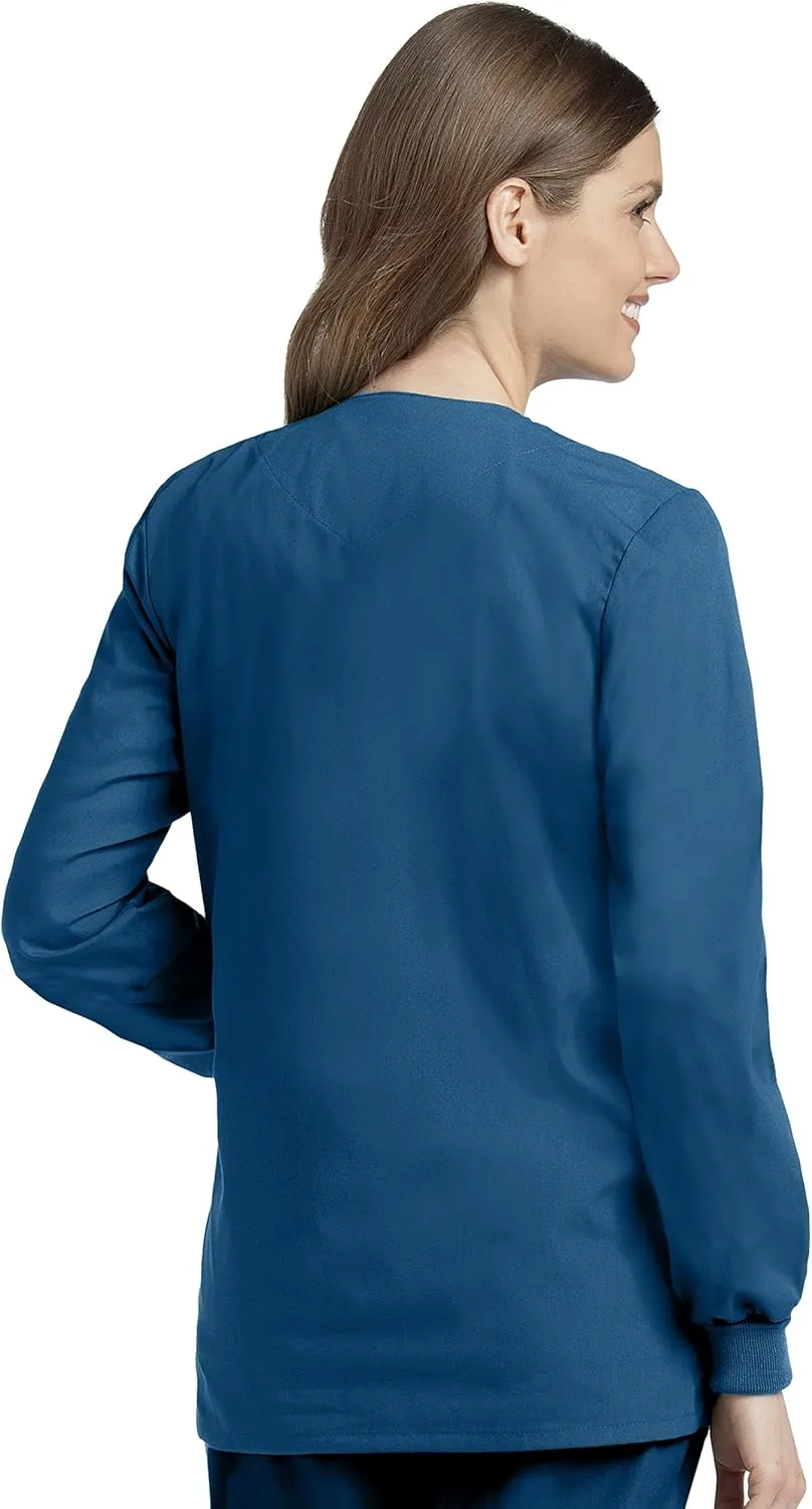 Landau Essentials Relaxed Fit 4-Pocket Snap-Front Scrub Jacket for Women 7525