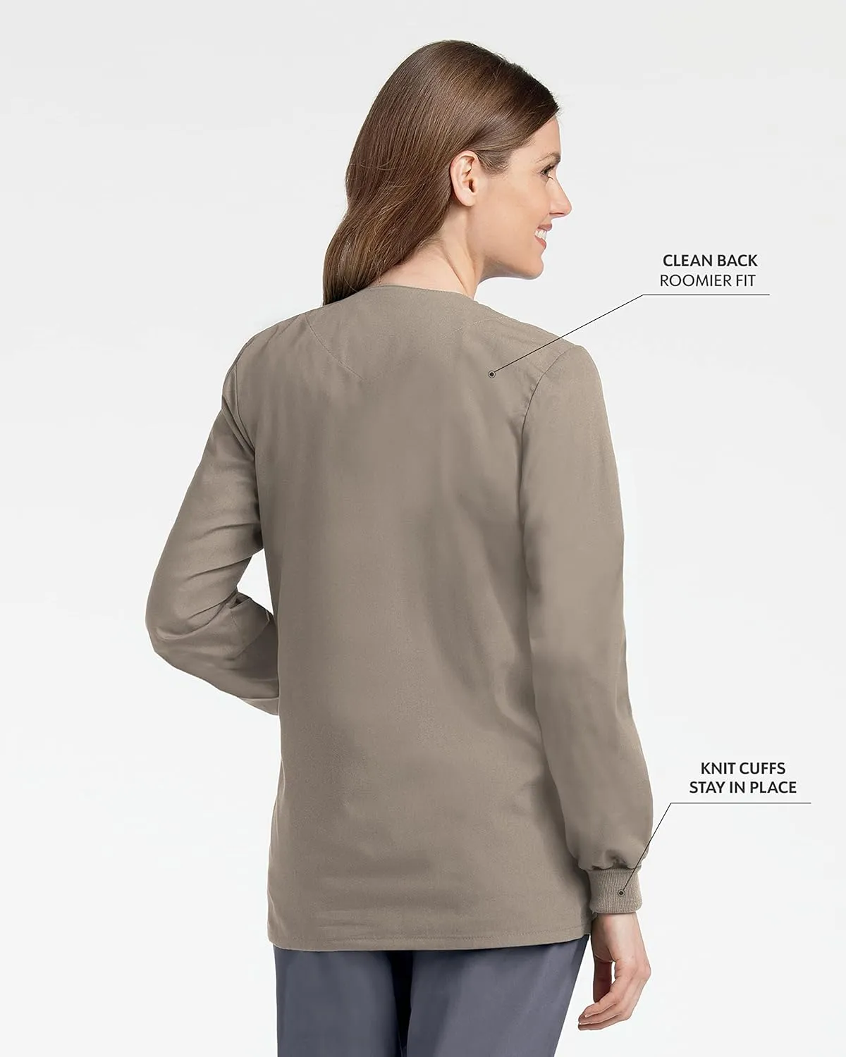 Landau Essentials Relaxed Fit 4-Pocket Snap-Front Scrub Jacket for Women 7525