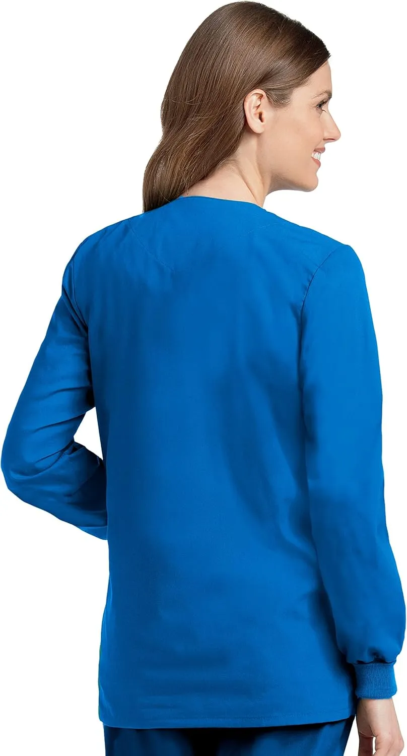 Landau Essentials Relaxed Fit 4-Pocket Snap-Front Scrub Jacket for Women 7525