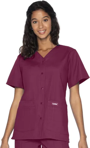 Landau Essentials Relaxed Fit 4-Pocket V-Neck Scrub Top for Women 8232