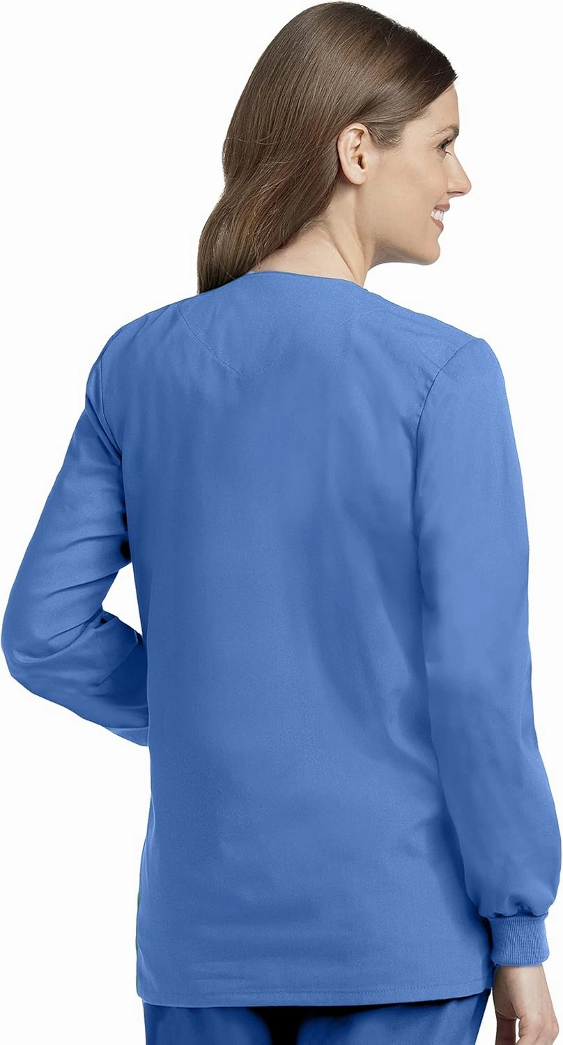 Landau Essentials Relaxed Fit 4-Pocket Snap-Front Scrub Jacket for Women 7525