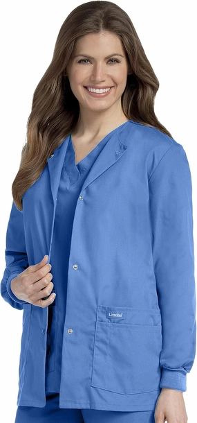 Landau Essentials Relaxed Fit 4-Pocket Snap-Front Scrub Jacket for Women 7525