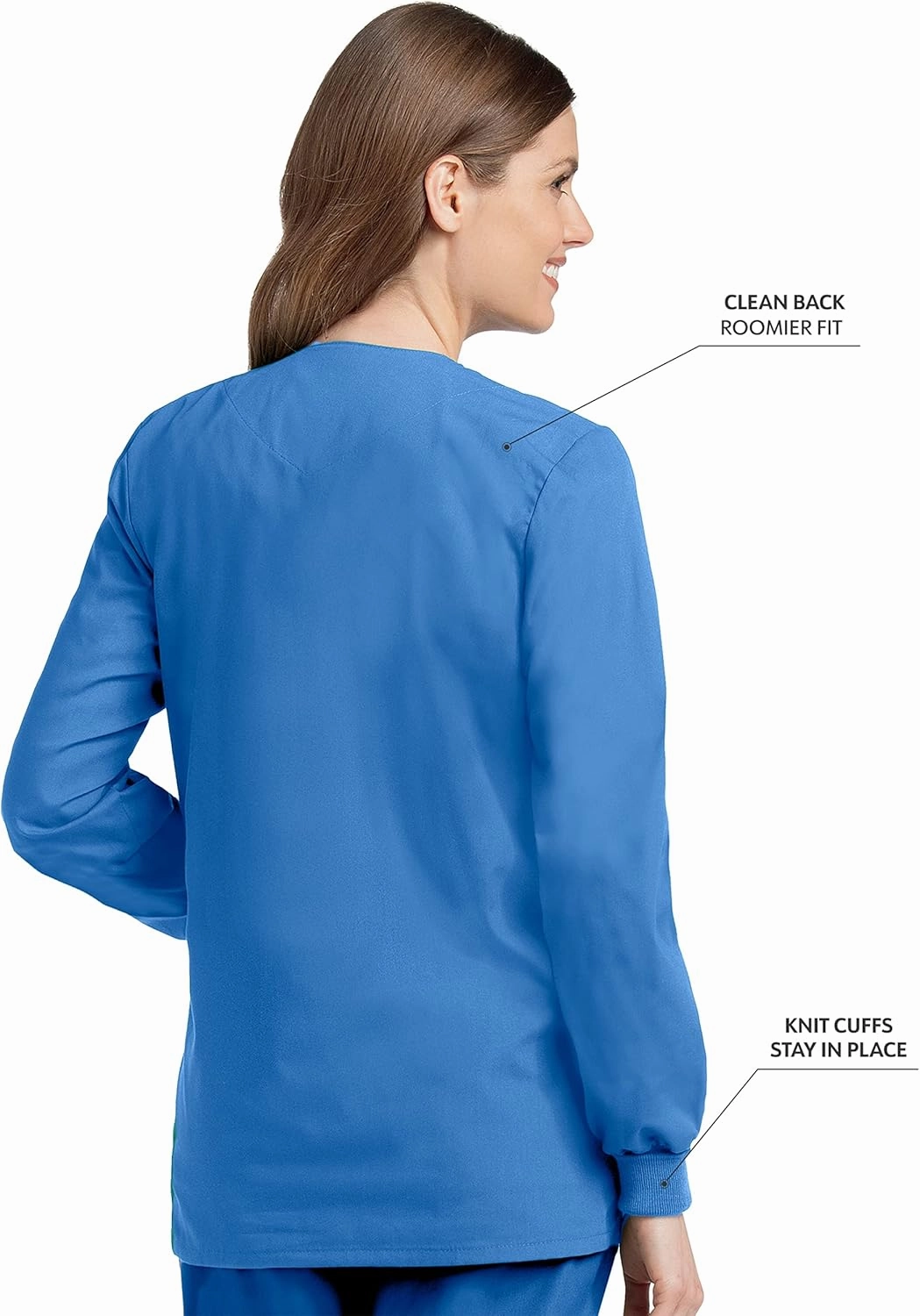 Landau Essentials Relaxed Fit 4-Pocket Snap-Front Scrub Jacket for Women 7525